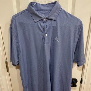 Rhoback Large Blue Houndstooth Performance Golf Polo